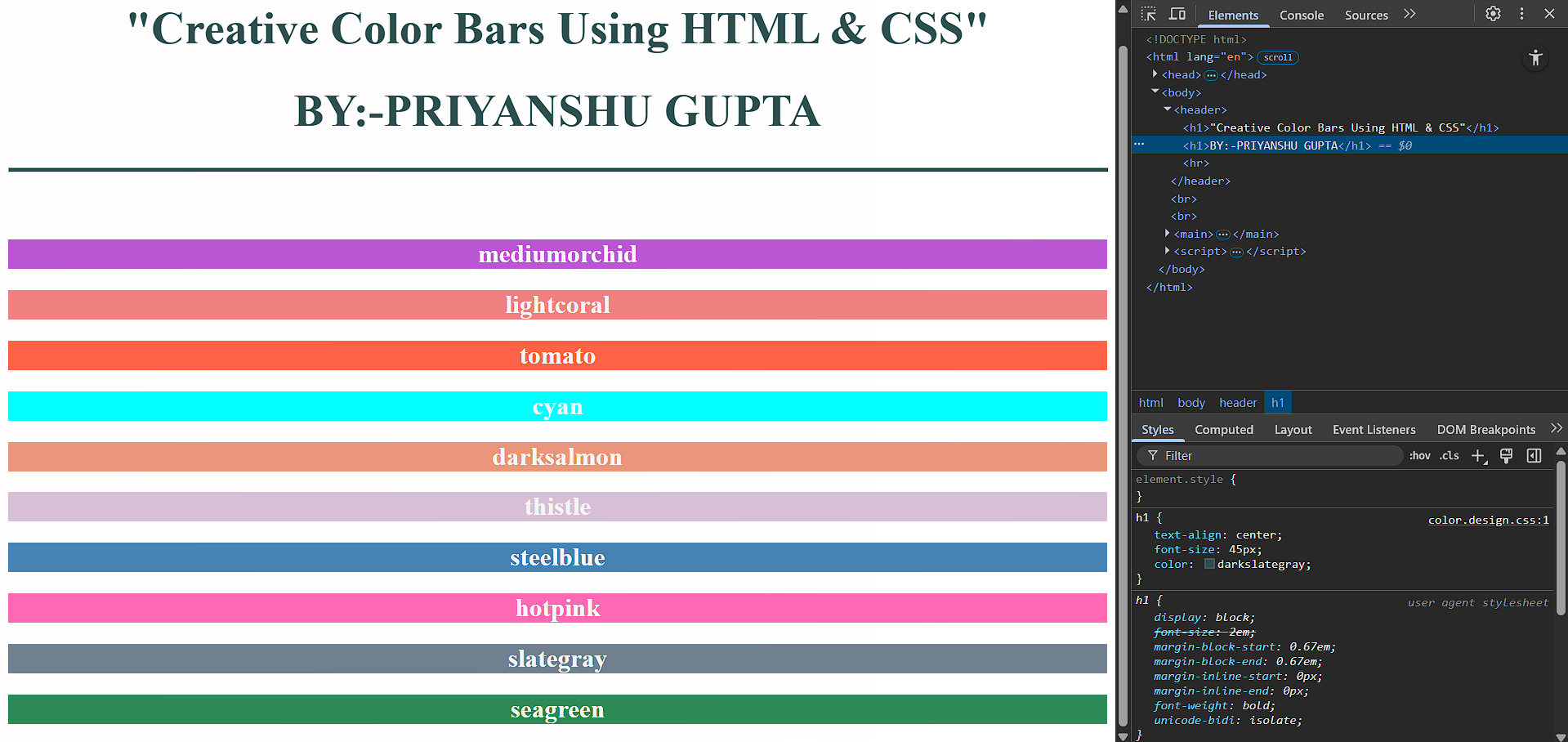 🎨 “Vibrant Color Stripes with HTML & CSS Magic” 🌈