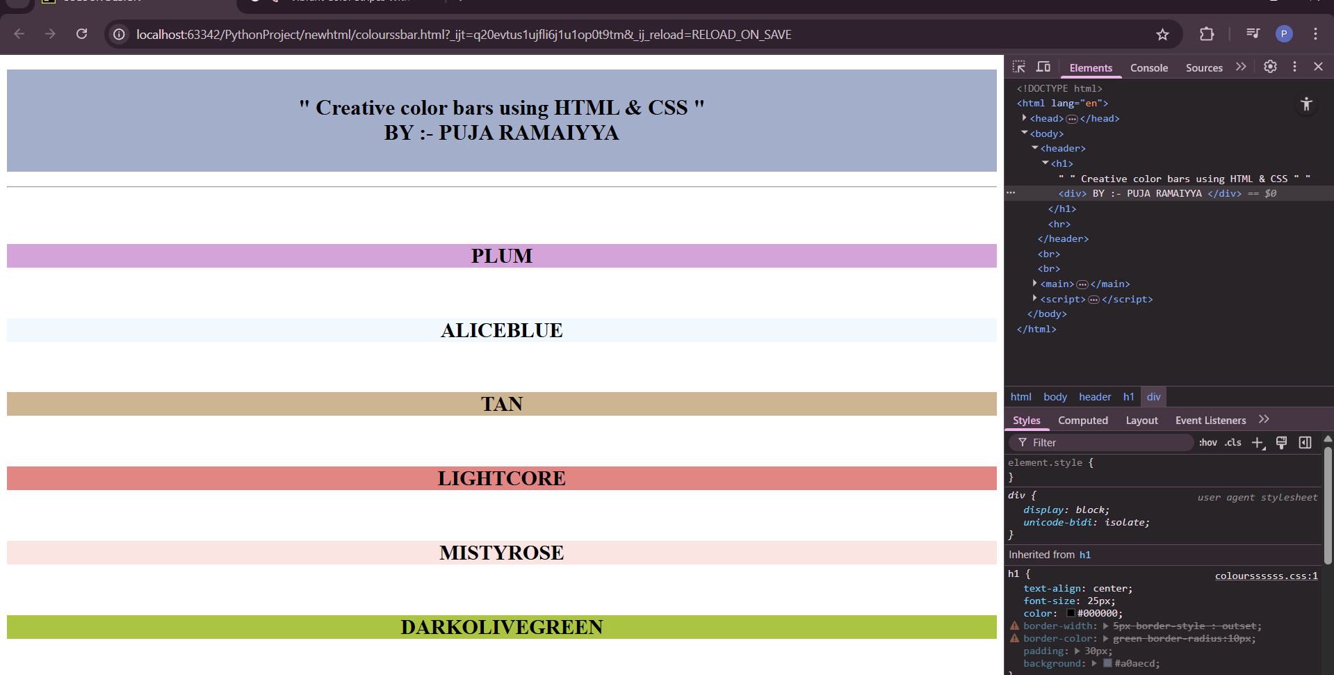 🎨Color Palette Showcase with HTML & CSS