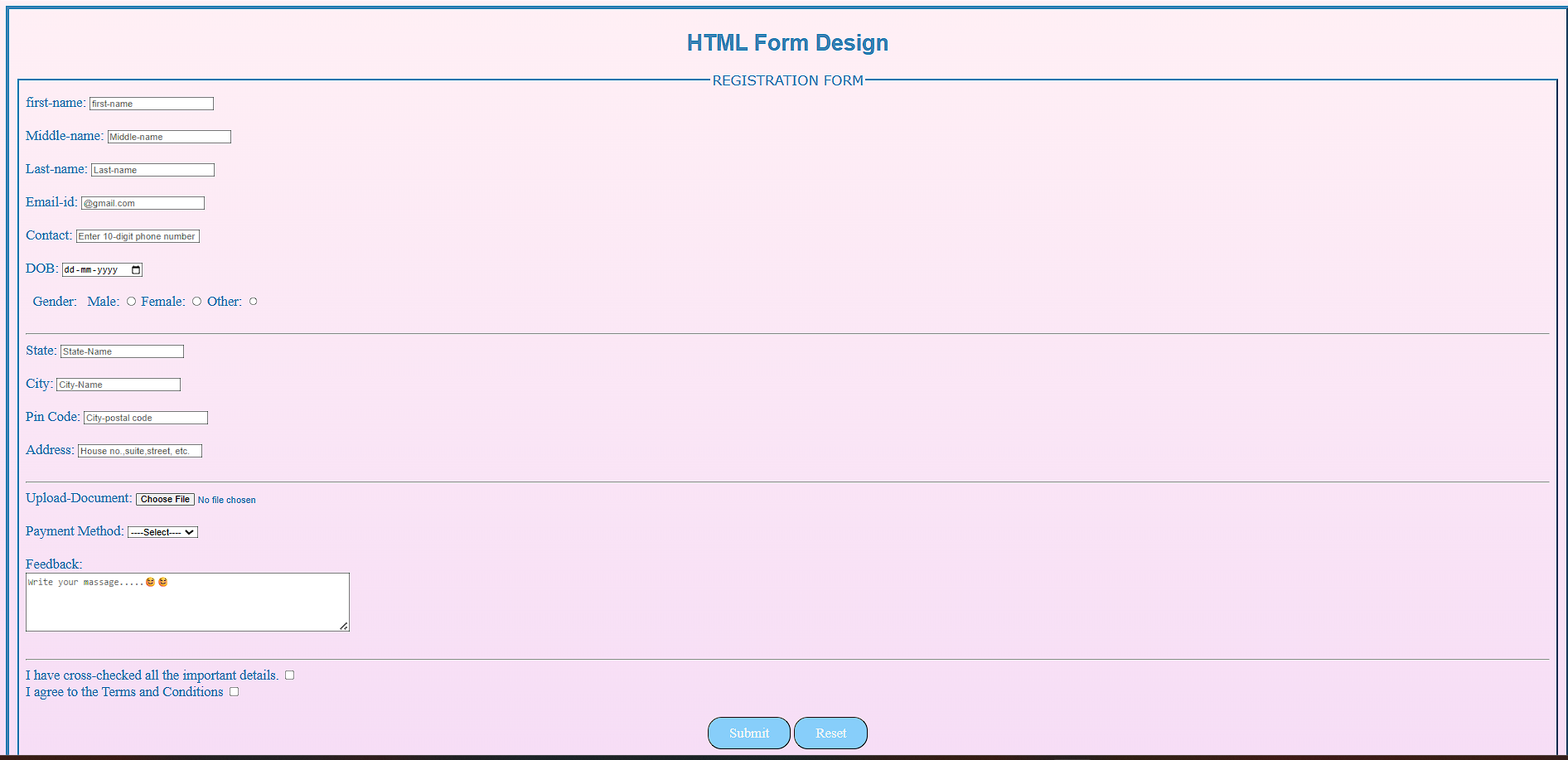 Registration Form  Design Using HTML and CSS