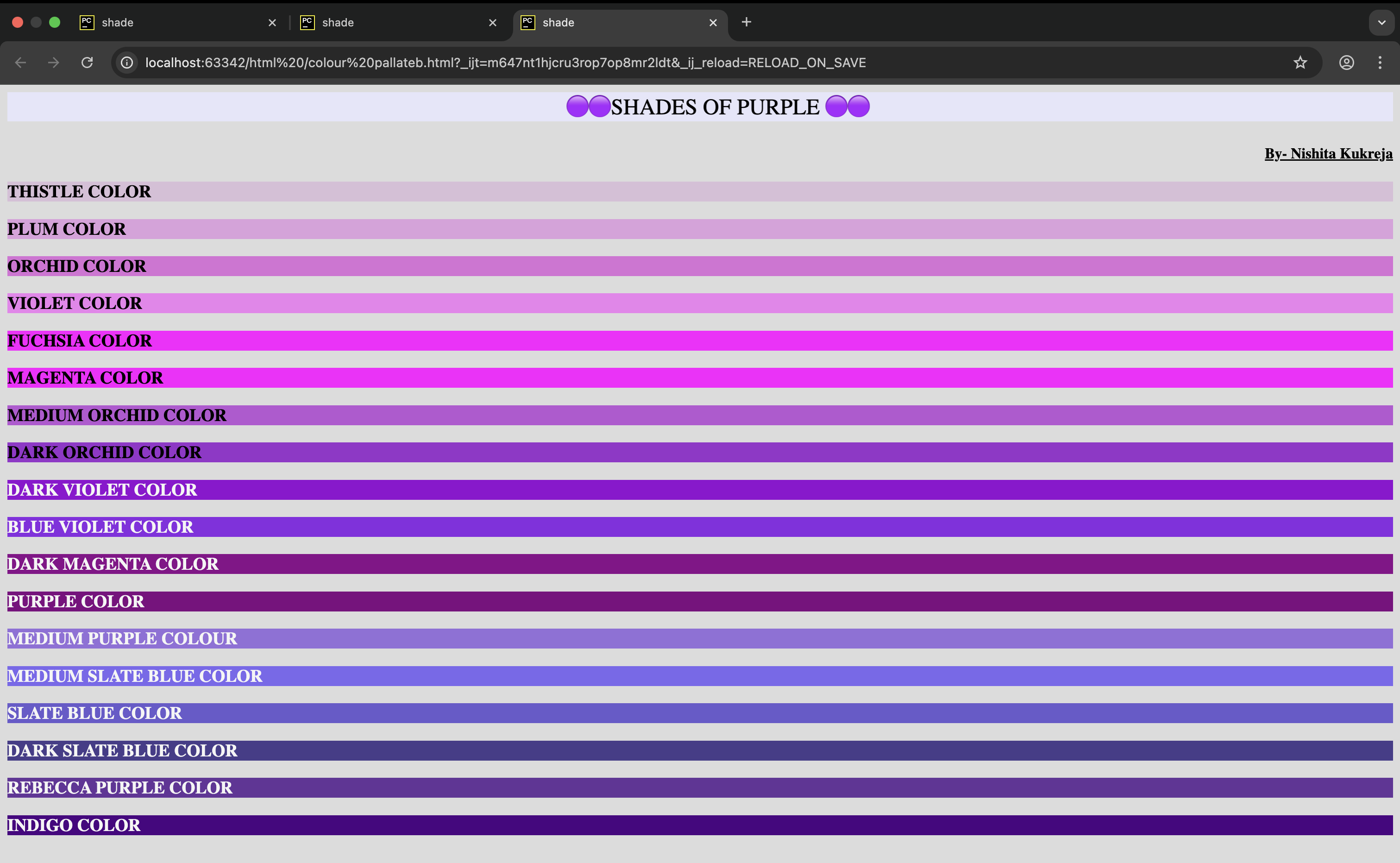 🟪SHADES OF PURPLE USING HTML🟪