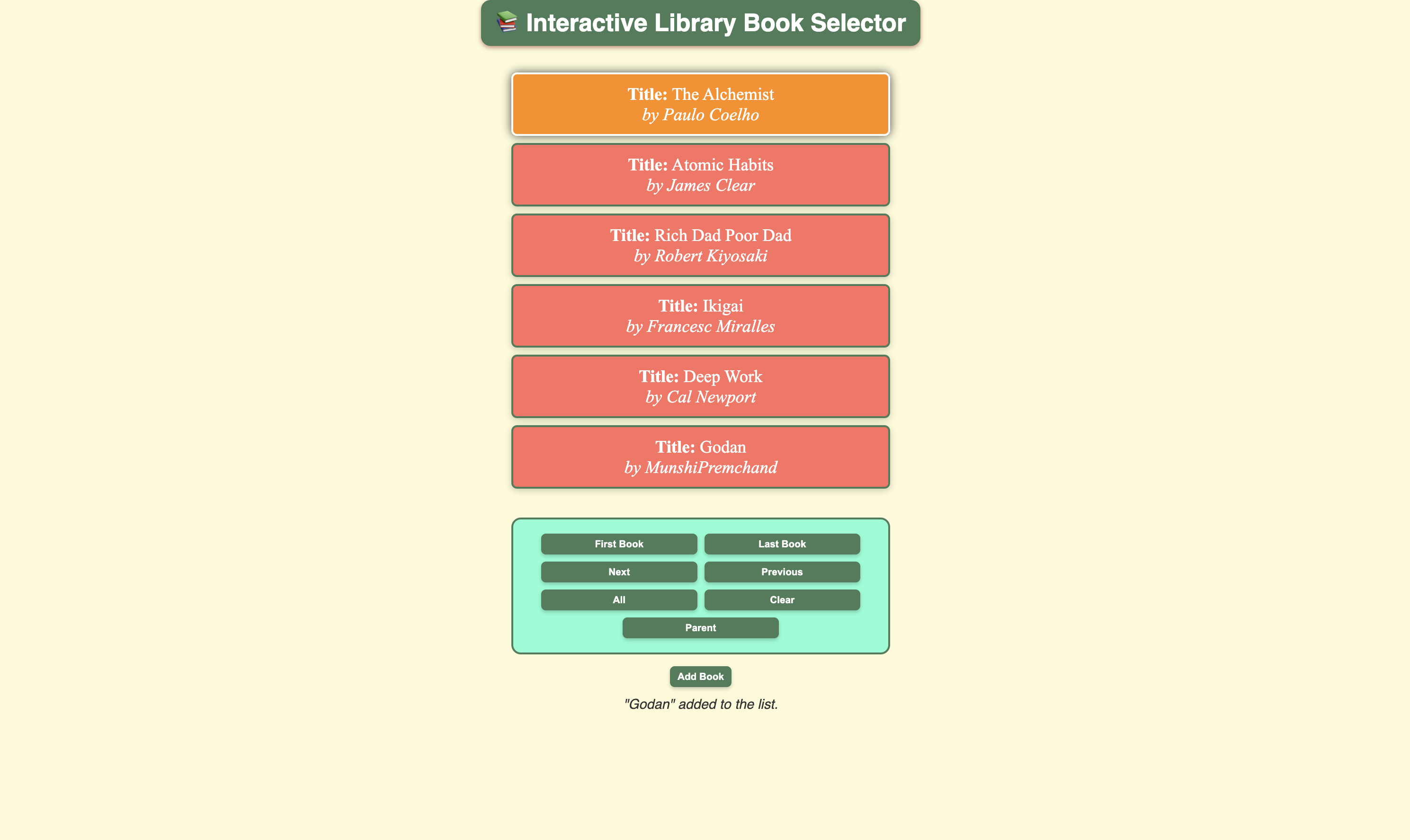 Interactive Library Book Selector 📚