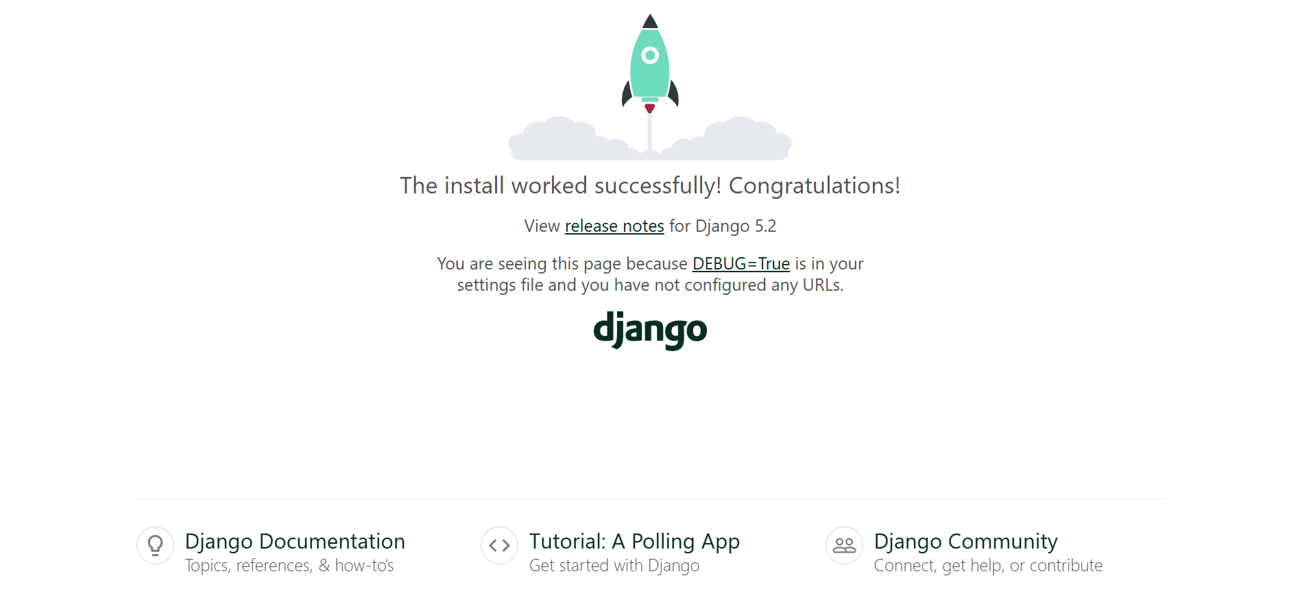 default Django welcome page
