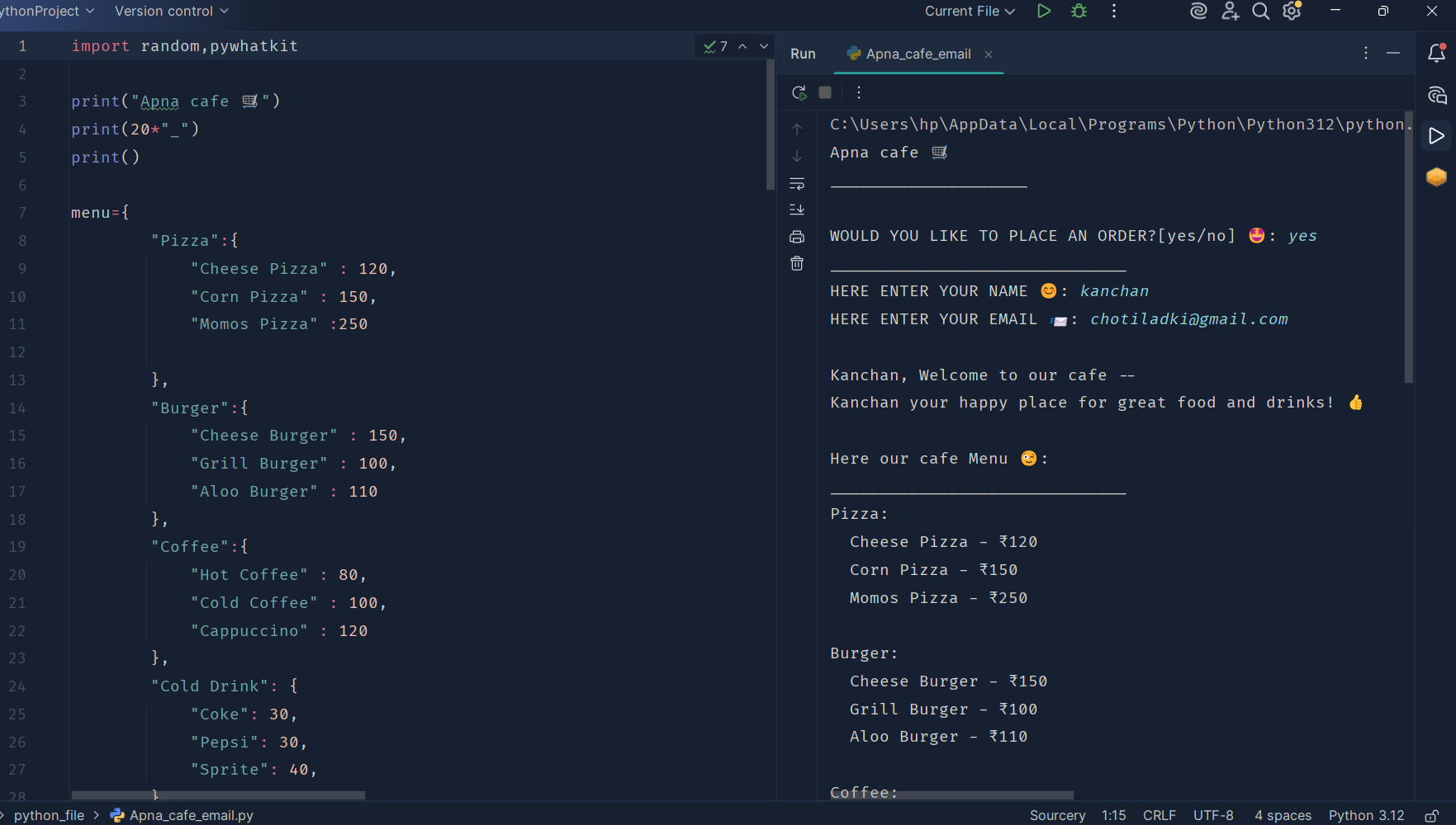 Apna-cafe use python