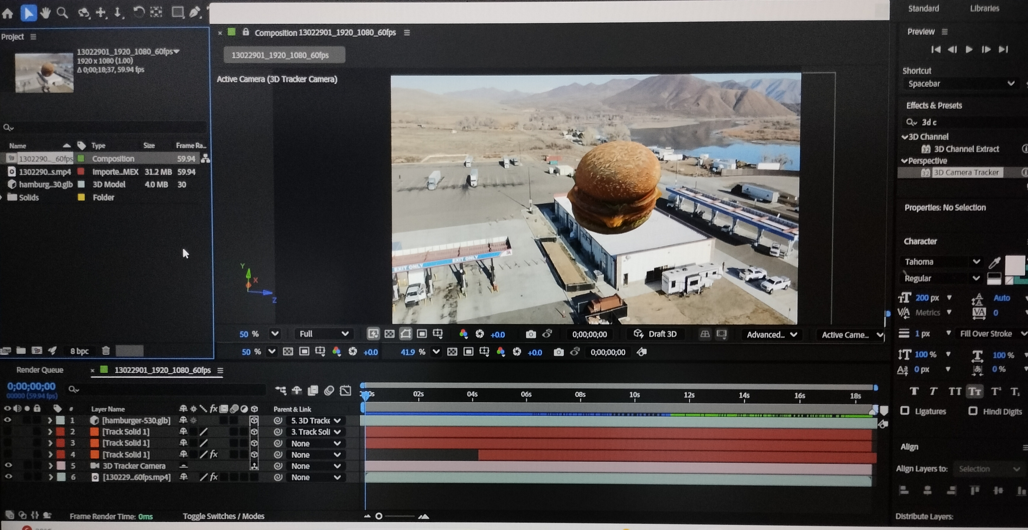 3D camera tracking with 3D Object