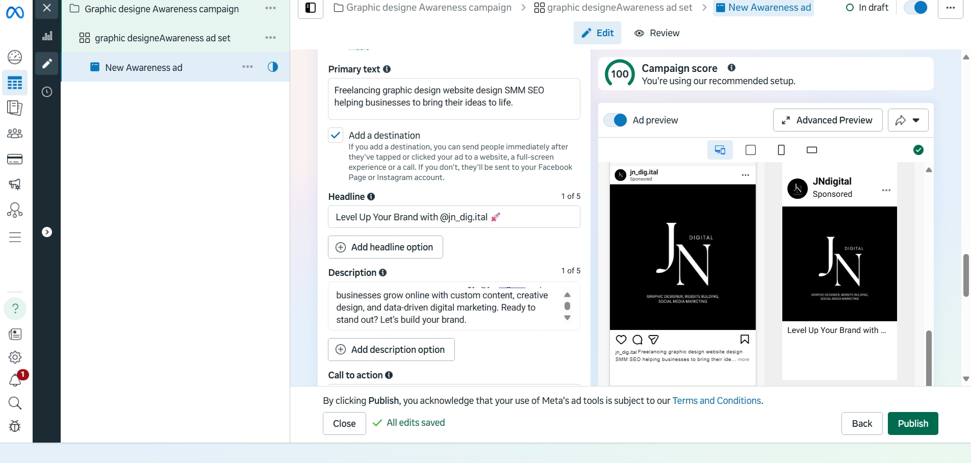facebook&instagram ad page