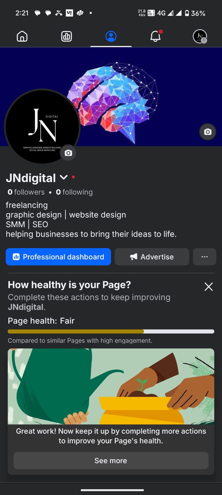 Facebook page work