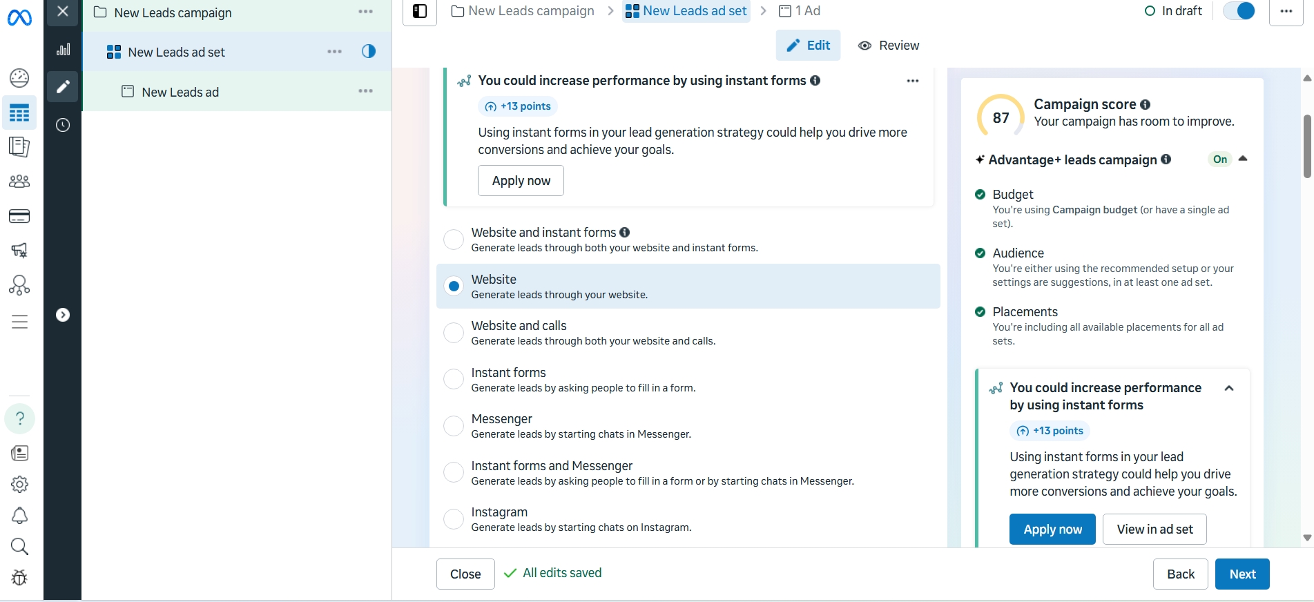 my facebook lead ad page