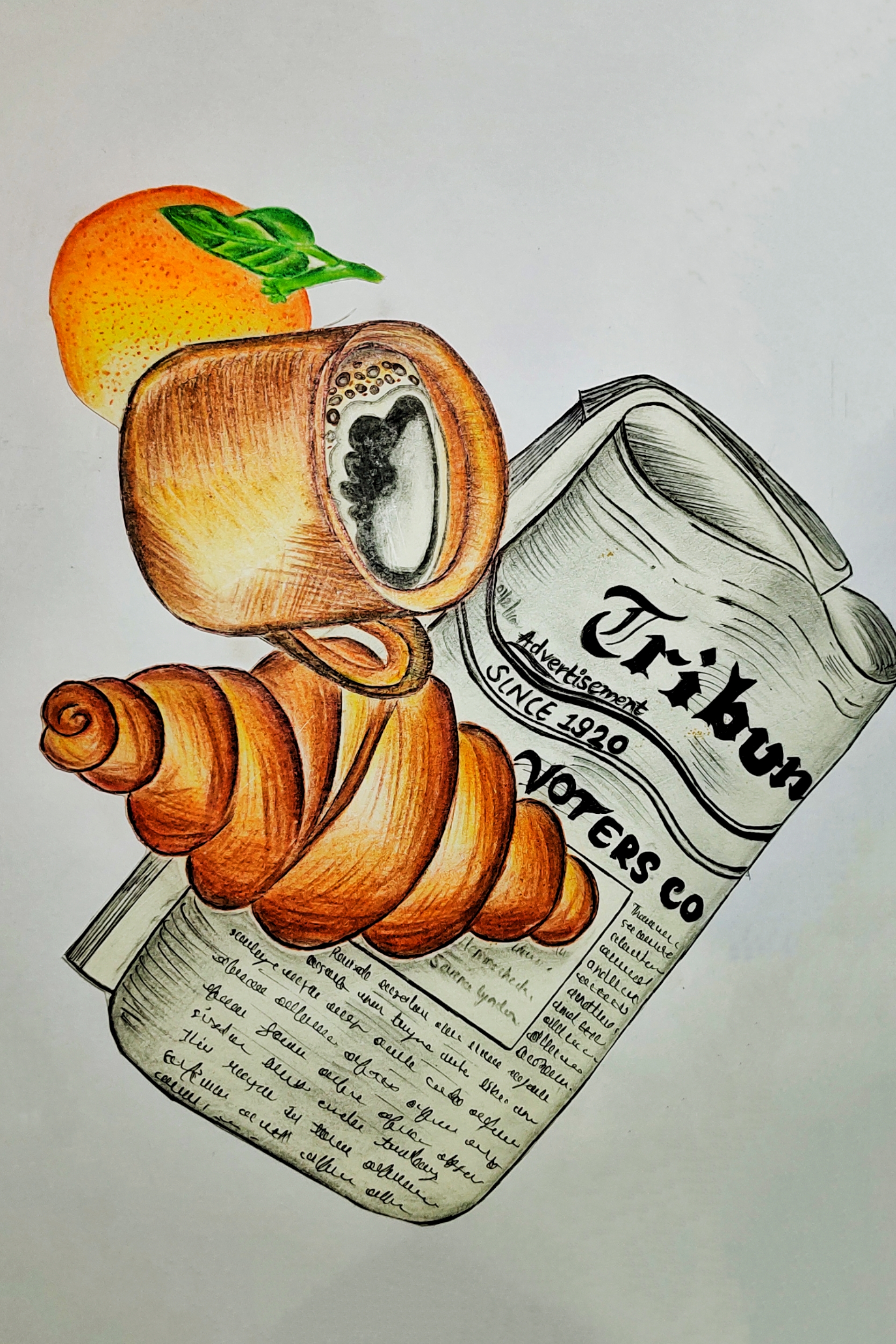 Still life hatching ☕🥐