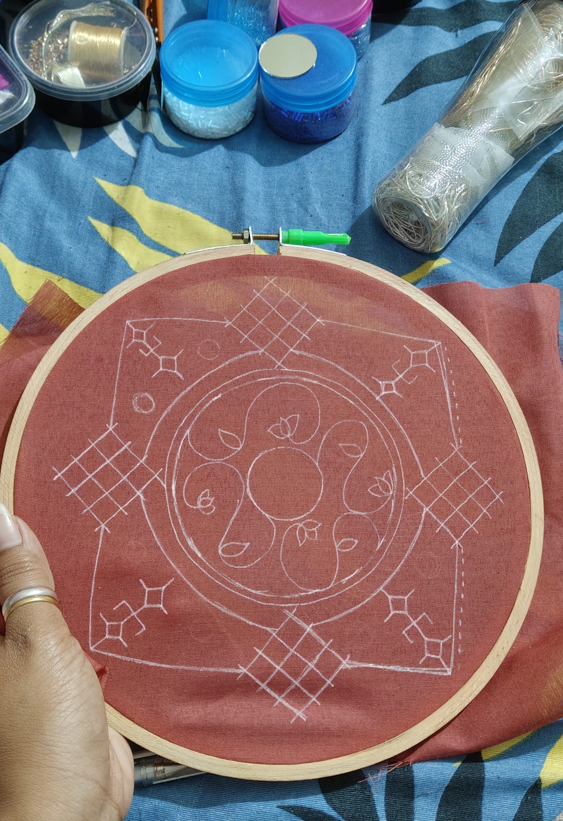 Work in progress mix traditional embroidery motif 🪡🧶