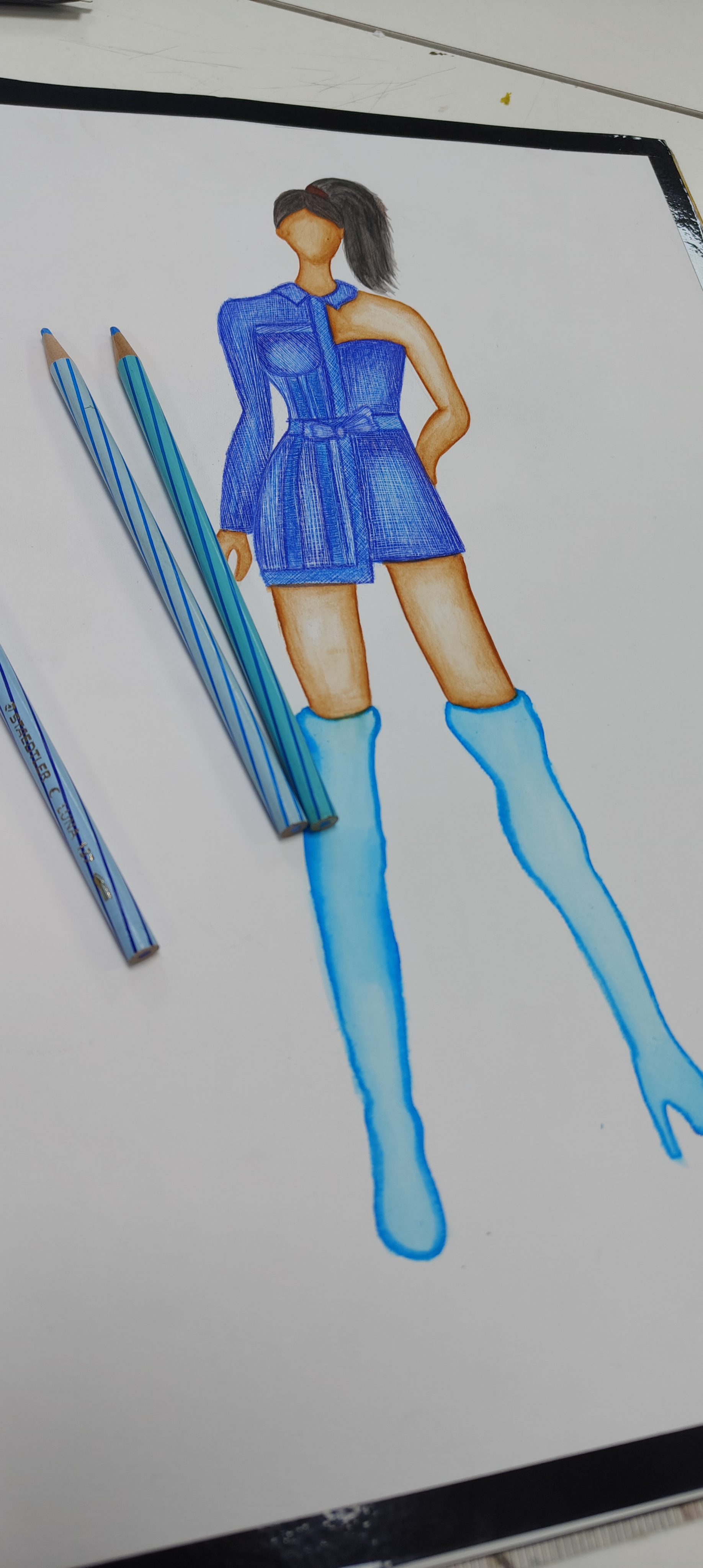 Denim textured illustration in process 😃👗🎨