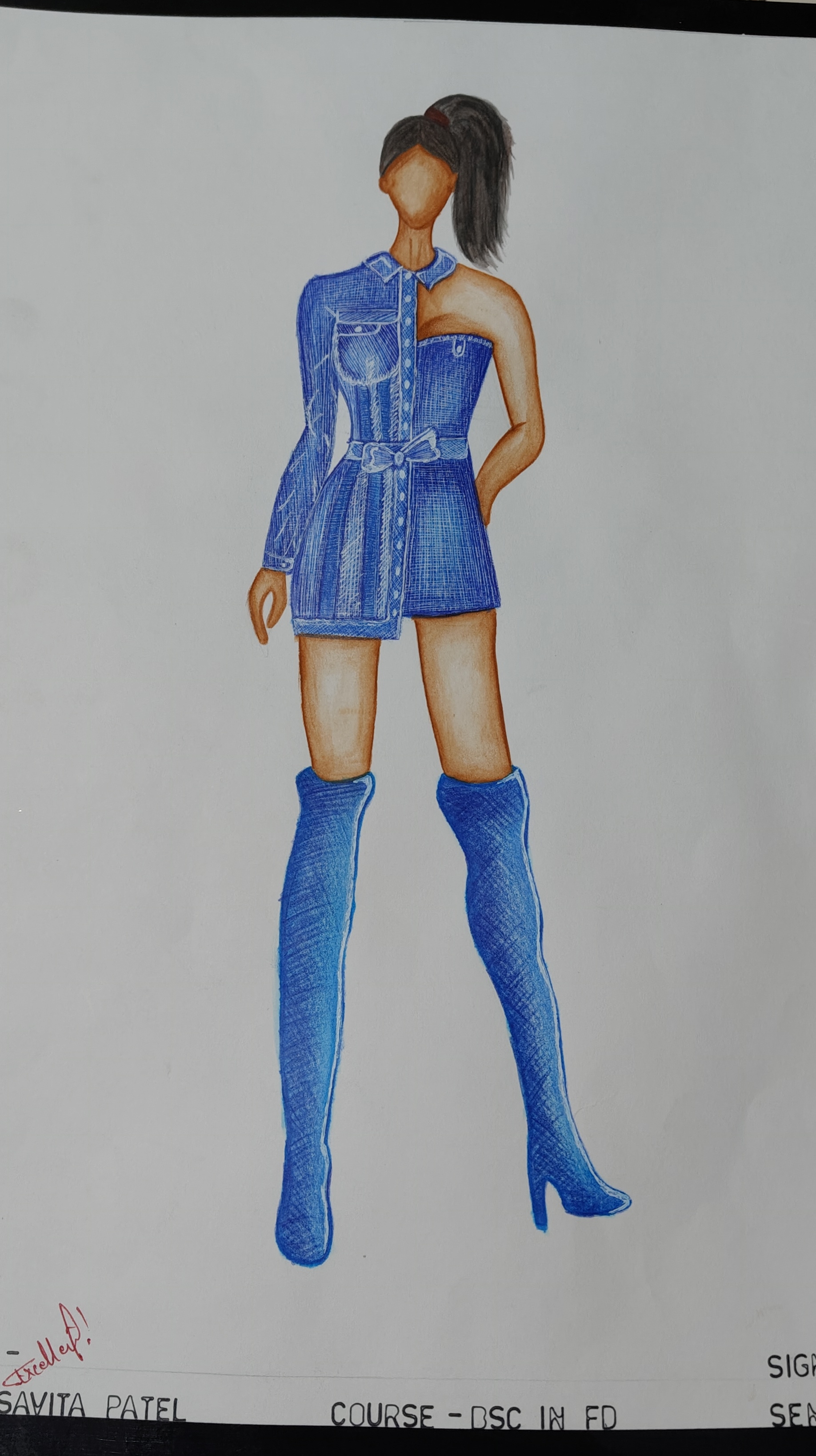 Denim Textured fashion illustration
