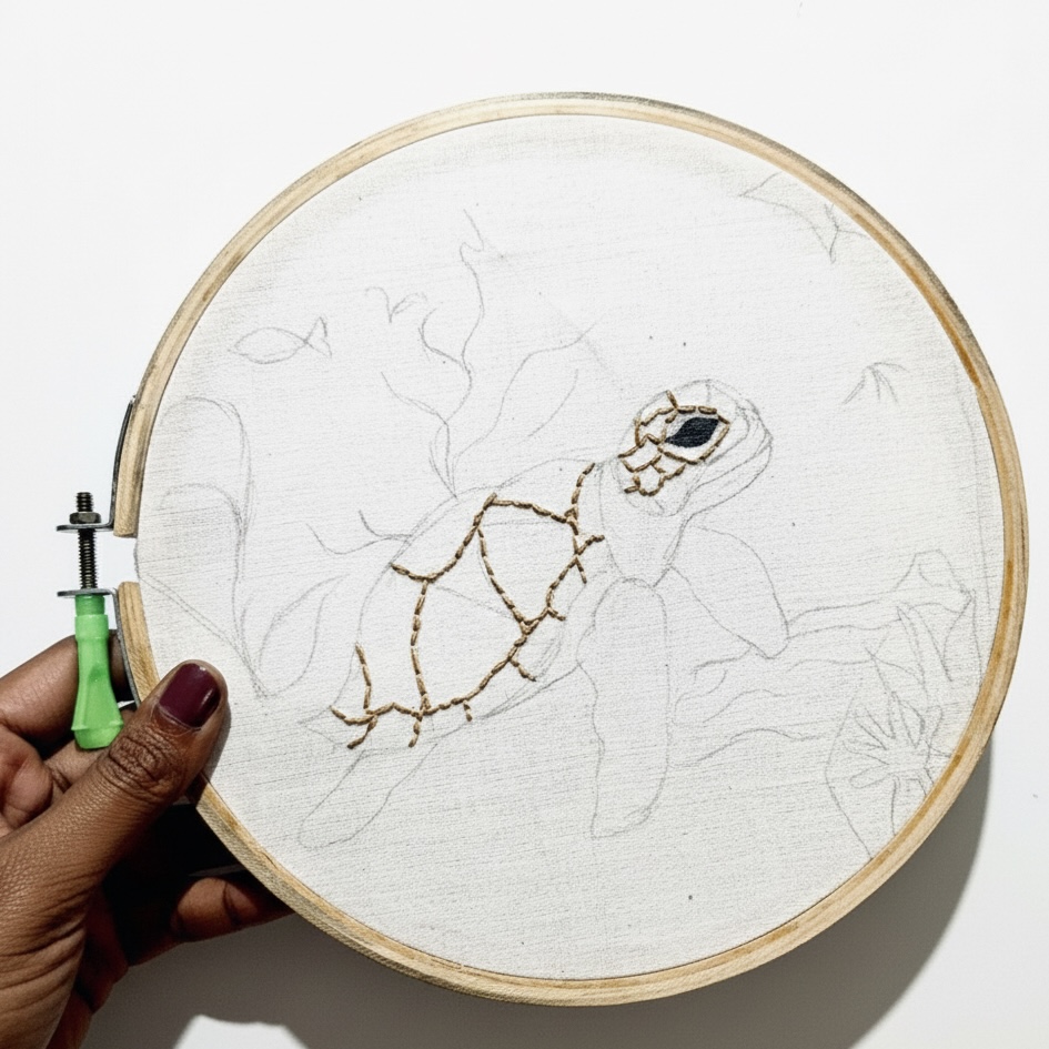 Mix embroidery in process
